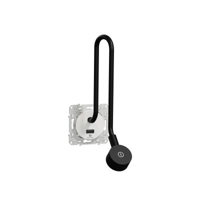 Schneider Odace - Liseuse avec prise USB-A - 2,1A - blanc - Réf : S520002