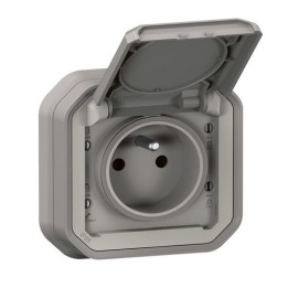 Legrand - Prise de courant 2P+T étanche Plexo 16A 250V IP55 IK08 complet encastré - gris - Réf : 069831L