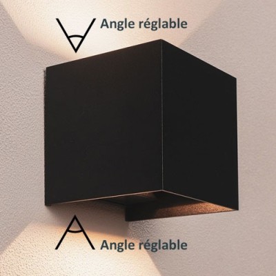 Krisane - Applique murale carrée LED - 2x 3W COB (LED non fournie) - IP54 - noir - réf : KRI30135