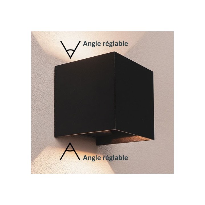 Krisane - Applique murale carrée LED - 2x 3W COB (LED non fournie) - IP54 - noir - réf : KRI30135