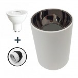 Krisane - Support spot saillie cylindrique avec douille et ampoule 3000K - noir et blanc - Réf : KRI30002