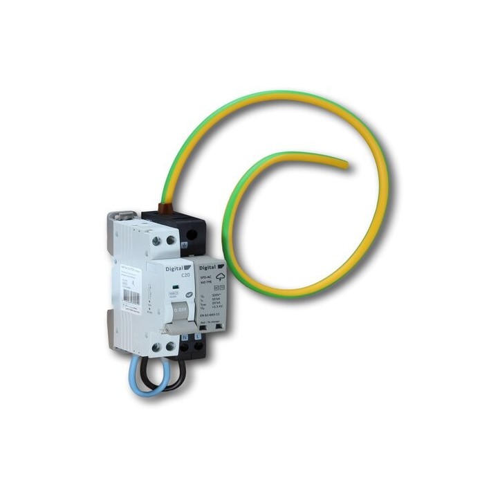 Digital Electric - Parafoudre compact Ph+N/Imax 20kA/Type II + DPN 20A - Réf : 08104