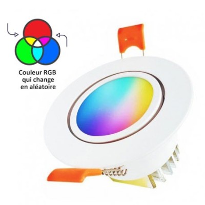 Krisane - Spot led orientable - RGB - 7W - Ø85 mm - blanc  - Réf : KRI24070RGB