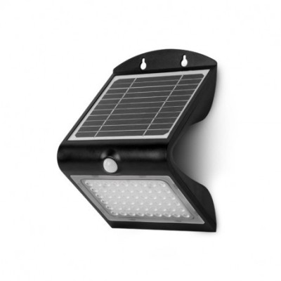 Miidex Lighting - Applique murale LED solaire 4W 4000°k noir boite - Réf : 70475