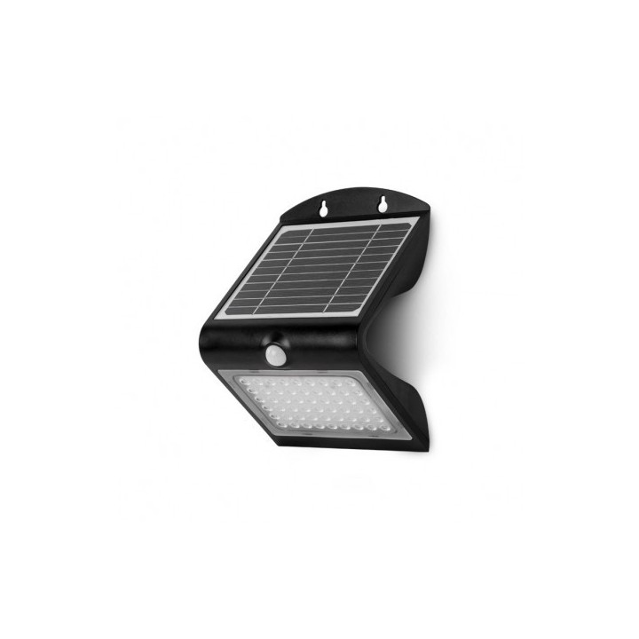 Miidex Lighting - Applique murale LED solaire 4W 4000°k noir boite - Réf : 70475