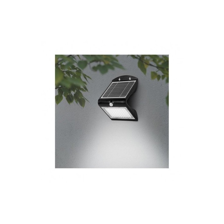 Miidex Lighting - Applique murale LED solaire 4W 4000°k noir boite - Réf : 70475
