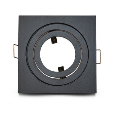 Miidex Lighting - Support de spot carré aluminium Noir Mat Orientable 88x88 mm - Réf : 77121