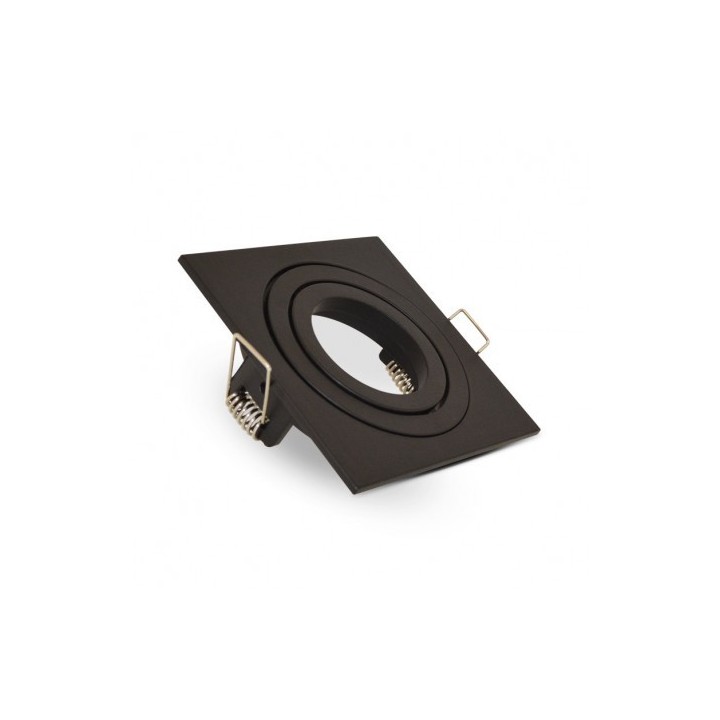 Miidex Lighting - Support de spot carré aluminium Noir Mat Orientable 88x88 mm - Réf : 77121
