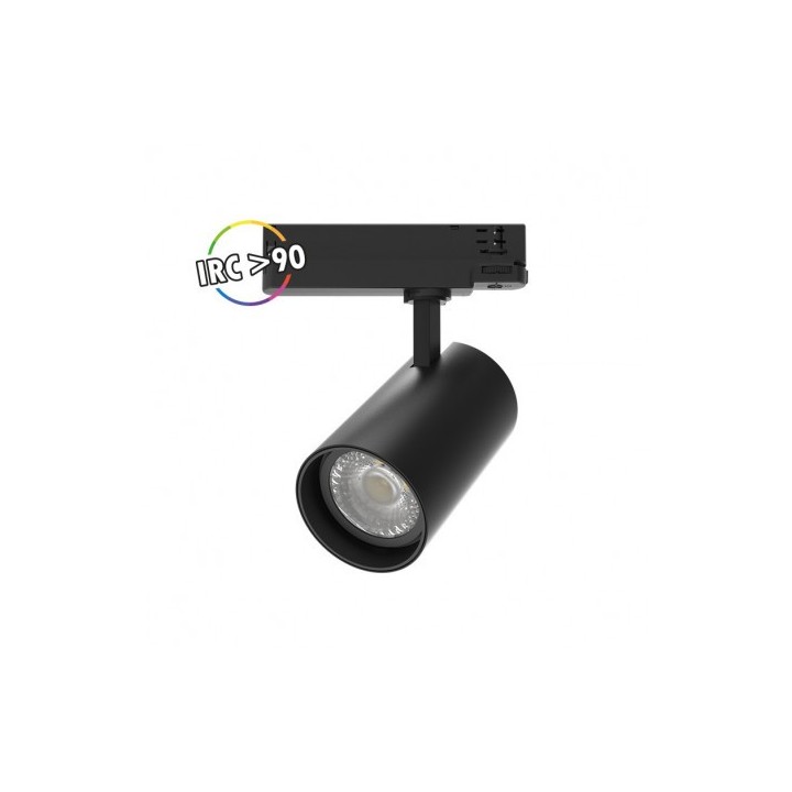 Miidex Lighting - Spot LED sur Rail Noir 35W 3000K 3500 LM IRC90 + adaptateur rail 3 allumages - Réf : 100230