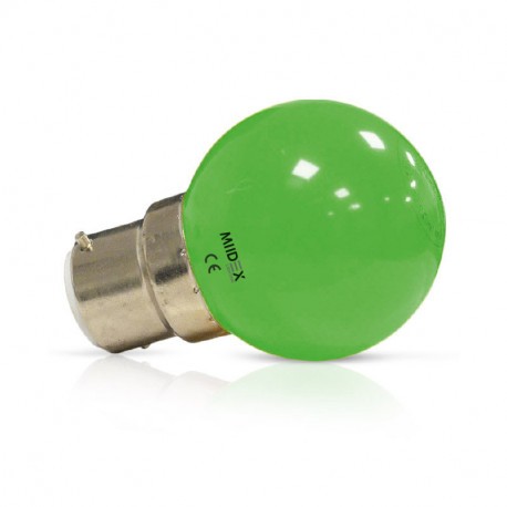 Miidex Lighting - Ampoule LED B22 Couleur Bulb 1W Vert - Réf : 7644