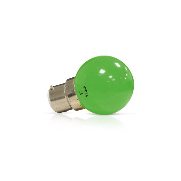 Miidex Lighting - Ampoule LED B22 Couleur Bulb 1W Vert - Réf : 7644