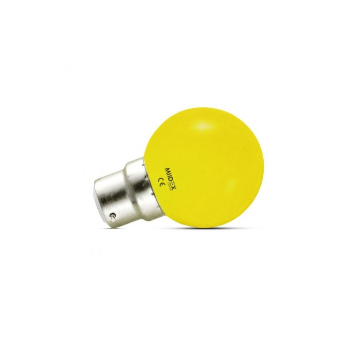 Miidex Lighting - Ampoule LED B22 Couleur Bulb 1W Jaune - Réf : 7645