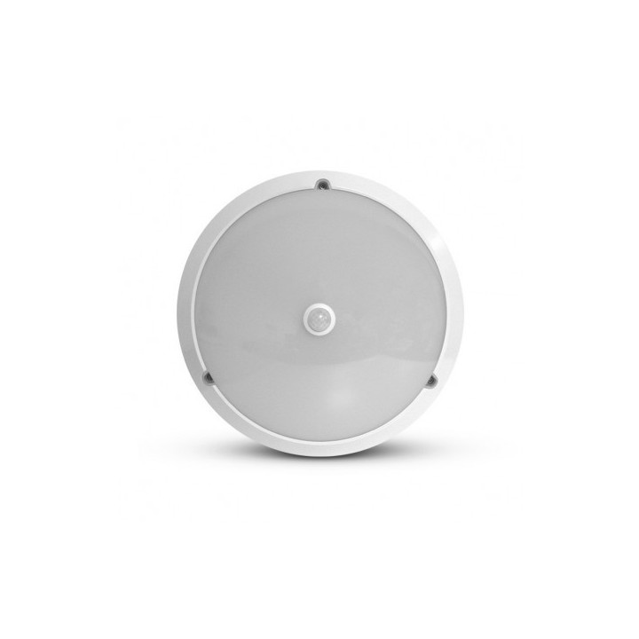 Miidex Lighting - LED Hublot + Détecteur IR Ø297 18W 1600LM 3000K IP65 Blanc - Réf : 7790020