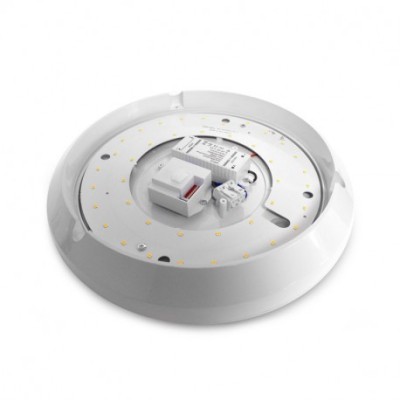Miidex Lighting - LED Hublot + Détecteur IR Ø297 18W 1600LM 3000K IP65 Blanc - Réf : 7790020