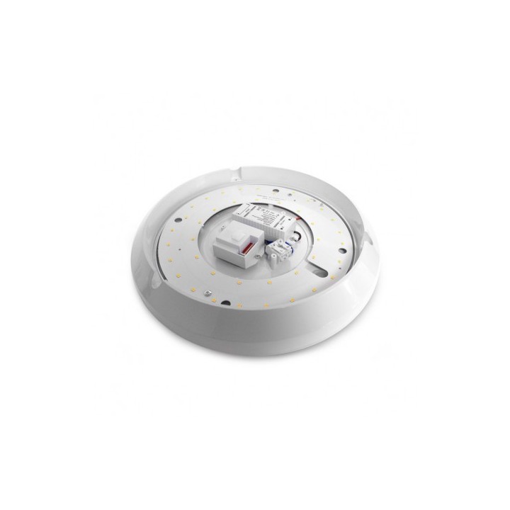 Miidex Lighting - LED Hublot + Détecteur IR Ø297 18W 1600LM 3000K IP65 Blanc - Réf : 7790020