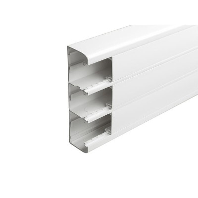 Legrand - Lot de 4 mètres - Goulotte 3 compartiments à clippage direct 50x180mm Mosaic de longueur 2m - blanc - Réf : 075606
