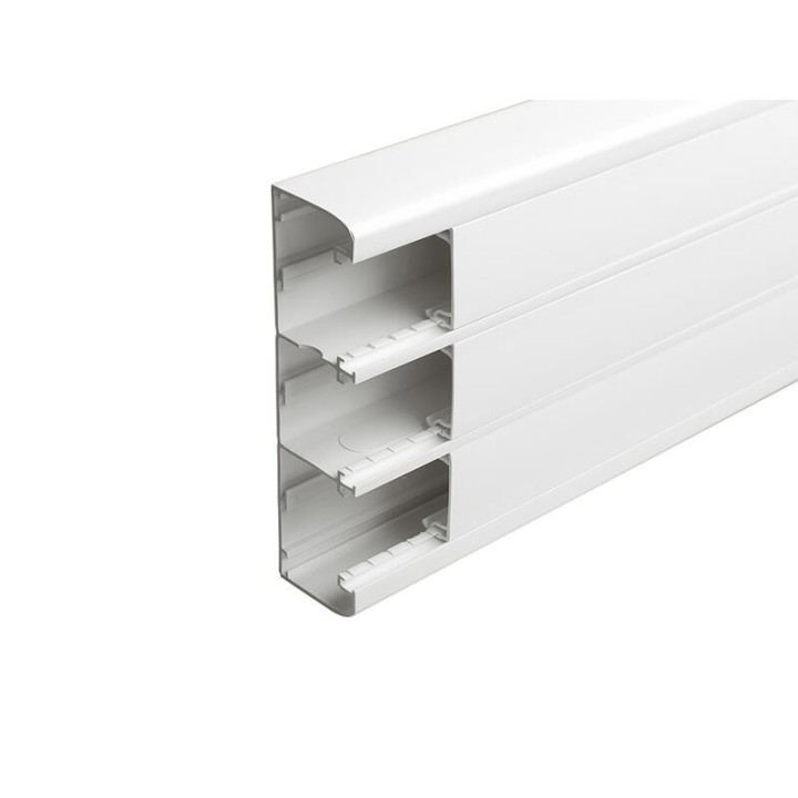 Legrand - Lot de 4 mètres - Goulotte 3 compartiments à clippage direct 50x180mm Mosaic de longueur 2m - blanc - Réf : 075606