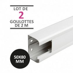Legrand - Lot de 4 mètres - Goulotte 1 compartiment à clippage direct Mosaic 50x80mm de longueur 2m - blanc - Réf : 075601