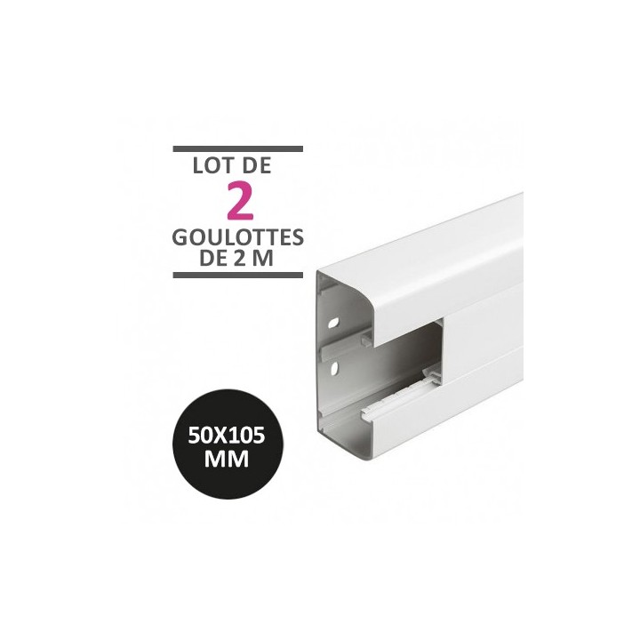 Legrand - Lot de 4 mètres - Goulotte 1 compartiment à clippage direct 50x105mm Mosaic - blanc - Réf : 075602