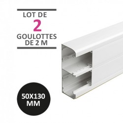 Legrand - Lot de 4 mètres - Goulotte 2 compartiments à clippage direct 50x130mm Mosaic de longueur 2m - blanc - Réf : 075603
