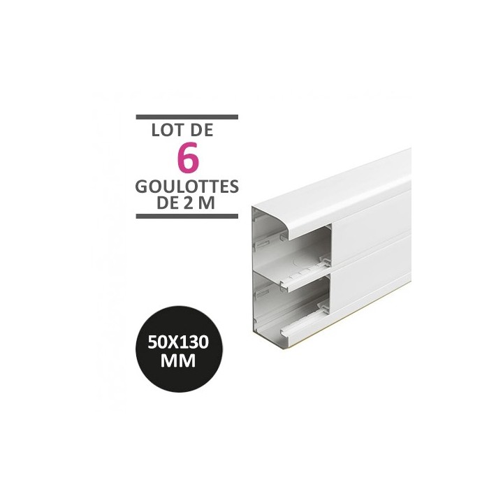 Legrand - lot de 12 mètres - Goulotte 2 compartiments à clippage direct 50x130mm Mosaic de longueur 2m - blanc - Réf : 075603