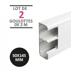 Legrand - Lot de 4 mètres - Goulotte 2 compartiments à clippage direct 50x145mm Mosaic - blanc - Réf : 075604