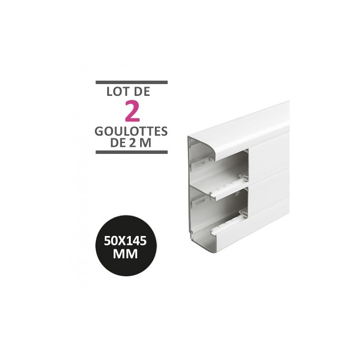 Legrand - Lot de 4 mètres - Goulotte 2 compartiments à clippage direct 50x145mm Mosaic - blanc - Réf : 075604