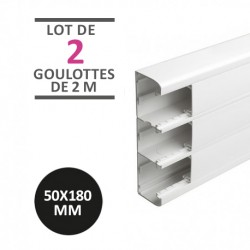 Legrand - Lot de 4 mètres - Goulotte 3 compartiments à clippage direct 50x180mm Mosaic de longueur 2m - blanc - Réf : 075606