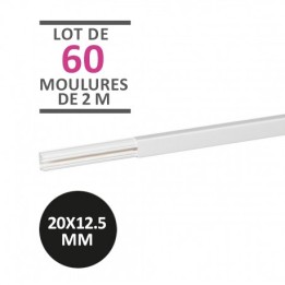 Legrand - Carton de 120 mètres - 60 moulures DLPlus 20x12,5mm - 1 compartiment - longueur 2,1m - blanc - Réf : 030008