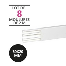 Legrand - Lot de 16 mètres - 8 moulures DLPlus 60x20mm 3 compartiments longueur 2,1m - blanc - Réf : 030114