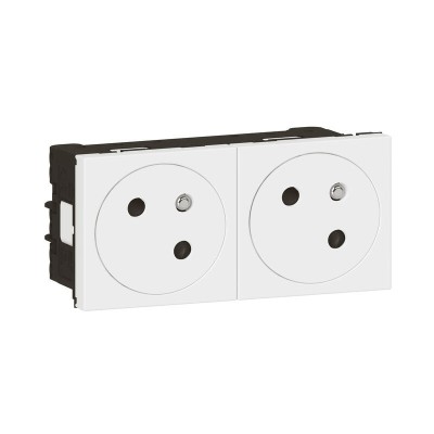 Legrand Mosaic - Prises 2x2P+T - Connexion auto - à 45° - 4 modules - blanc - Réf : 278164L
