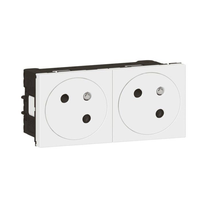 Legrand Mosaic - Prises 2x2P+T - Connexion auto - à 45° - 4 modules - blanc - Réf : 278164L