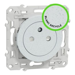 Schneider - Odace - prise de courant 2P+T affleurante - blanc Recyclé - connexion rapide - Réf : S510052