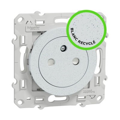 Schneider - Odace - prise de courant 2P+T affleurante - blanc Recyclé - connexion rapide - Réf : S510052