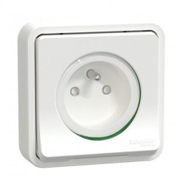 Schneider Electric - Mureva Styl - Prise courant 2P+T - compl encastré- IP55 IK08 - conn auto - blanc - Réf : MUR39036