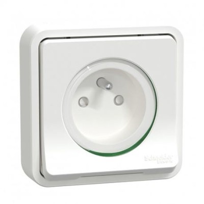 Schneider Electric - Mureva Styl - Prise courant 2P+T - compl encastré- IP55 IK08 - conn auto - blanc - Réf : MUR39036