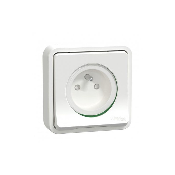 Schneider Electric - Mureva Styl - Prise courant 2P+T - compl encastré- IP55 IK08 - conn auto - blanc - Réf : MUR39036