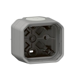 Legrand - Boîtier saillie étanche Plexo 1 poste avec 2 embouts à  membrane et 1 entrée - gris - Réf : 069651L