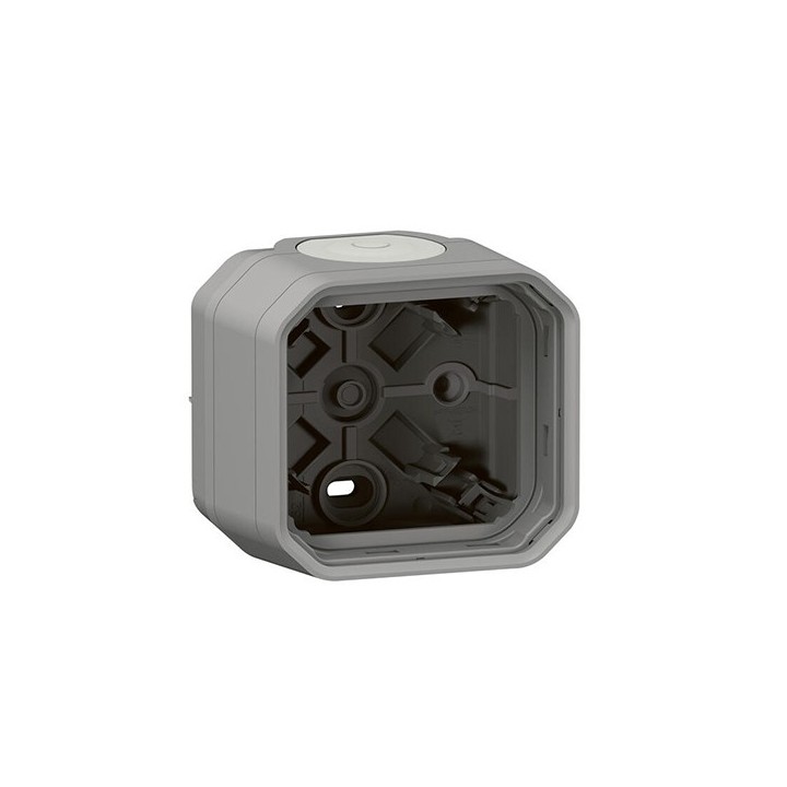 Legrand - Boîtier saillie étanche Plexo 1 poste avec 2 embouts à  membrane et 1 entrée - gris - Réf : 069651L