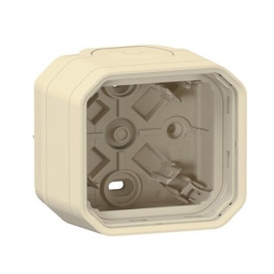 Legrand - Boîtier saillie étanche Plexo 1 poste avec 2 embouts à  membrane et 1 entrée - sable - Réf : 069863L