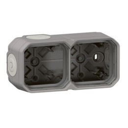 Legrand - Boîtier saillie étanche Plexo 2 postes horizontaux et verticaux 4 membranes - gris - Réf : 069672L