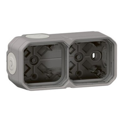 Legrand - Boîtier saillie étanche Plexo 2 postes horizontaux et verticaux 4 membranes - gris - Réf : 069672L