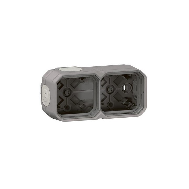 Legrand - Boîtier saillie étanche Plexo 2 postes horizontaux et verticaux 4 membranes - gris - Réf : 069672L