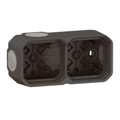 Legrand - Boîtier saillie étanche Plexo 2 postes horizontaux et verticaux 4 membranes - anthracite - Réf : 069602L
