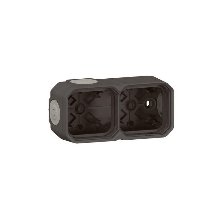 Legrand - Boîtier saillie étanche Plexo 2 postes horizontaux et verticaux 4 membranes - anthracite - Réf : 069602L