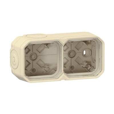 Legrand - Boîtier saillie étanche Plexo 2 postes horizontaux et verticaux 4 membranes - sable - Réf : 069867L