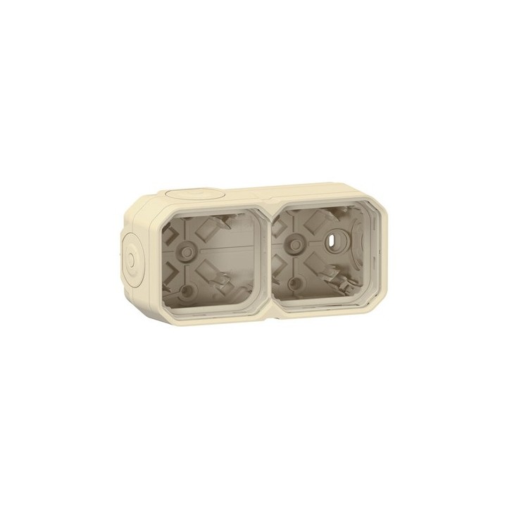 Legrand - Boîtier saillie étanche Plexo 2 postes horizontaux et verticaux 4 membranes - sable - Réf : 069867L