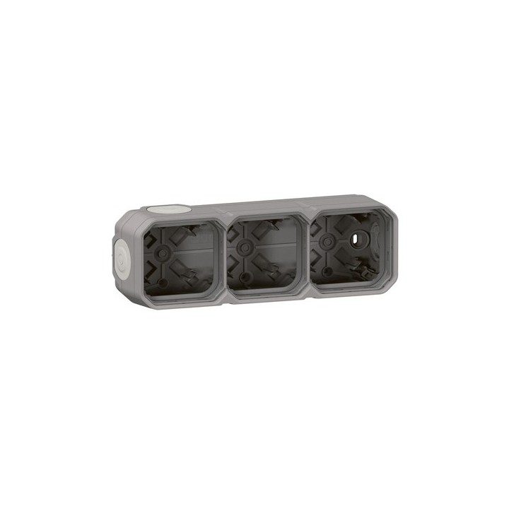 Legrand - Boîtier saillie étanche Plexo 3 postes horizontaux et verticaux 5 membranes - gris - Réf : 069680L