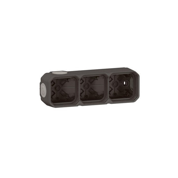 Legrand - Boîtier saillie étanche Plexo 3 postes horizontaux et verticaux 5 membranes - anthracite - Réf : 069603L