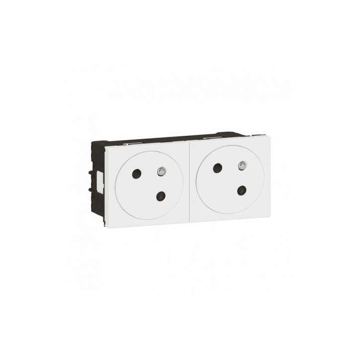 Legrand Mosaic - Prises 2x2P+T - Connexion auto - à 45° - 4 modules - blanc - Réf : 099642